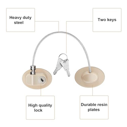 Hotop 4 Pack Cabinet Locks with Keys Refrigerator Fridge Locks Replacement with Steel Wire Self Adhesive Child and Baby Proofing Safety for File Drawers Deep Freezer Doors Latch(Light Brown) - color: Light Brown
