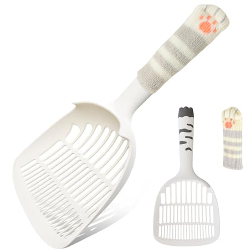 Cat Scooper for Litter Box, Cat Litter Scoop, Kitty Litter Scoop, Cat and Dog Poop Collector, Pet Litter Sifter, Cute Handle, Cat Litter Scooper with Holder for Various Litter Boxes (White) - color: White