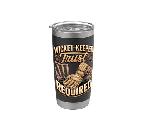 Wicket Keeper Trust Required Cricket Stainless Steel Insulated Tumbler - color: Black