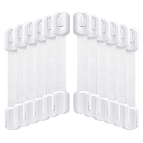 Socub 12 pack Child Safety Cabinets Strap Locks, Multi Use Latch with Strong Adhesive Pads, for Cabinets, Drawers, Oven, Toilet Seat, Fridge - size: 12 pack