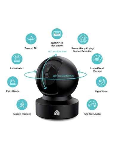 Kasa 1080p Indoor Pan/Tilt Wired Security Camera, Baby & Pet Monitor, EC71 | Motion Detection & Tracking, 2-Way Audio, Night Vision, Subscription-Free Local Storage or Optional Cloud - color: Black, size: Pack of 1, style: New 1080P