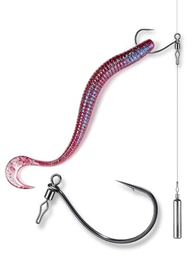 40-Pack Swivel Drop Shot Hooks, Weedless Wide Gap Quick Clip Hooks, Premium Carbon Steel Sharp Anti-Twist Rust-Proof Fishing Hooks, Easy Rigging for Bass Senko Worms Wacky Finesse Fishing - size: Wacky 2/0
