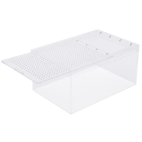 Reptile Terrarium, 12 x 8 x 6 Inch Acrylic Reptile Pet Breeding Cage with Magnetic Door, Multifunctional Clear Reptile Tank, Amphibians Feeding Box for Horned Frog, Scorpion, Spider, Snake