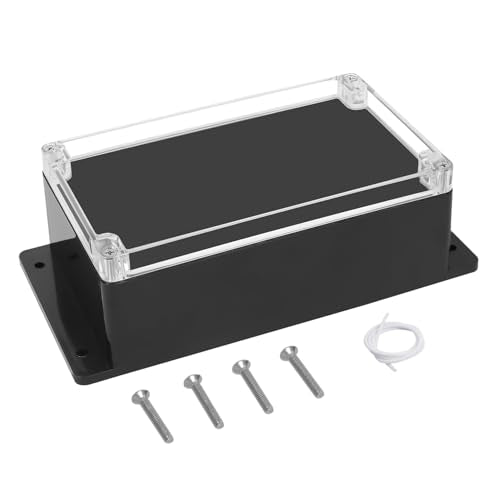 Project Box IP65 Waterproof ABS Plastic Electrical Junction Box with Clear Cover Enclosure with Fixed Ear, Black 7.8"x 4.7"x 2.9"(200x120x75mm)(Pack of 1) - color: 1 pack, size: 7.8"x 4.7"x 2.9"