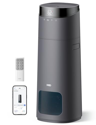 DREO 16L Smart Humidifier Large Room 1000 ft², 130H Runtime, 30dB, Top Fill | Auto Mode, Remote/Touch/Voice & APP Control, Clean Tank Technology, RGB Light, Cool Mist Humidifiers 755S for Bedroom, Grey - color: Grey