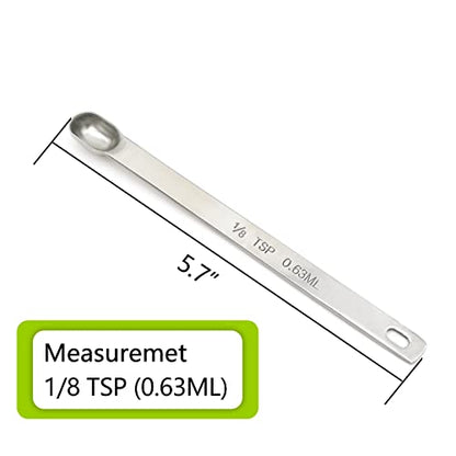 3PCS 1/8TSP(0.63ML) Measuring Spoon, Stainless Steel Long Handle Teaspoons | High Precision, Food-Grade Stainless Steel, ‌Rust-Free, Dishwasher-Safe, Easy-Read Markings, Multi-Purpose, Sturdy & Durable - size: 1/8tsp|0.63ml
