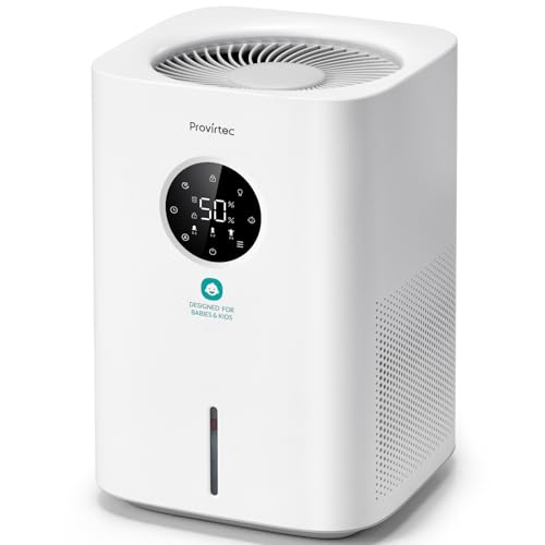 Provirtec Pro Baby Evaporative Humidifier for Bedroom, Easy Clean for Kids | MistFree & No White Dust, 3 Age-Modes, BPA-Free, 16dB Quiet Sleep Mode, Auto Humidity Control, 4L Tap Water Safe for Nursery