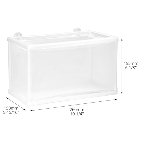 QWORK Fish Tank Breeder Net Mesh with Plastic Frame, 10.3 x 5.9 x 5.9 Inches, Soft Polyester Net, Suction Cups for Installation, 2 Pcs