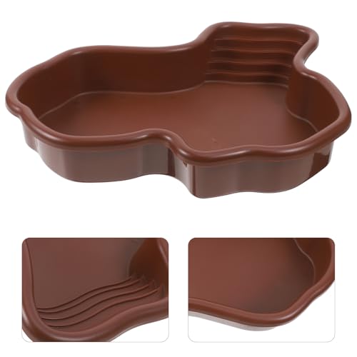 Large Turtle Soaking Basin Plastic Reptile Pool Bathing Dish Terrarium Frog Pond Turtle Habitat Accessory for Tortoise and Lizard Pet Supplies