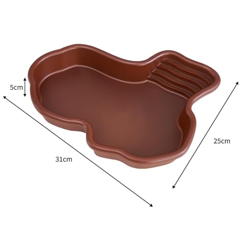 Reptile Bathing Pool Terrarium Bowl, 12.2 x 9.8 x 2 in PP Turtle Water Dish with Ramp for Tortoise, Bearded Dragon, Gecko