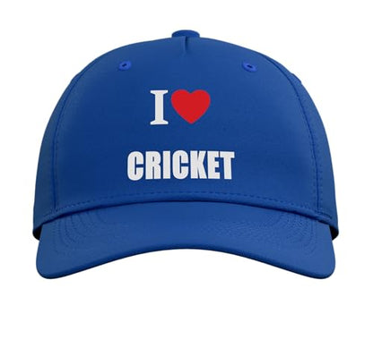 I Love Cricket Bowling Batting Keeper Watching Playing Adjustable Baseball Hat - color: Royal Blue