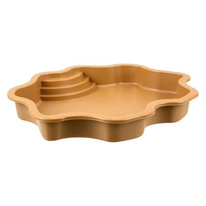 Artibetter Reptile Food Bowl and Turtle Soaking Tray Plastic Basin with Ramp for Amphibians and Lizards Brown Yellow Pet Bathing Pool for Turtle and Gecko Habitat