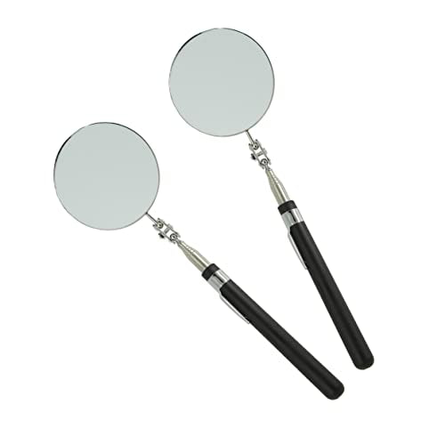 Round Telescopic Inspection Mirror, 85mm Area, Checking Tool for Vehicle, Observing Eyelashes, Mouth and Other Small Parts - Extended Large Mirror (2 PCS)