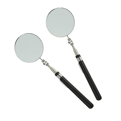 Round Telescopic Inspection Mirror, 85mm Area, Checking Tool for Vehicle, Observing Eyelashes, Mouth and Other Small Parts - Extended Large Mirror (2 PCS)