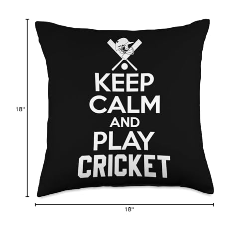 Keep Calm And Play Cricket Throw Pillow - size: 18x18