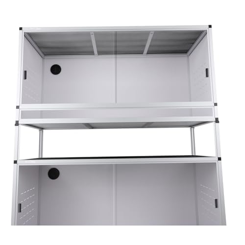 Stackable PVC Reptile Enclosure 40''x16''x16'' ToxiRium Space Efficient Large Reptile Tanks 44 Gallons for Bearded Dragon Gecko Lizard Snake, Wide Vivarium with Sliding Doors Lock-2pcs with spacers