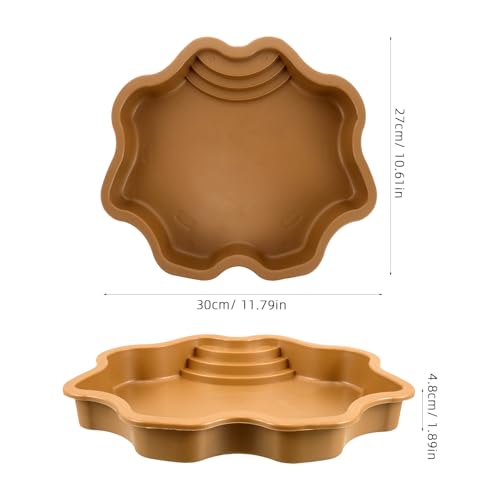 KALLORY Turtle Bathing Pool and Reptile Food Dish Brown Yellow Soaking Tray for Aquatic Lizards and Turtles Semi-Water Basin Suitable for Terrarium Use