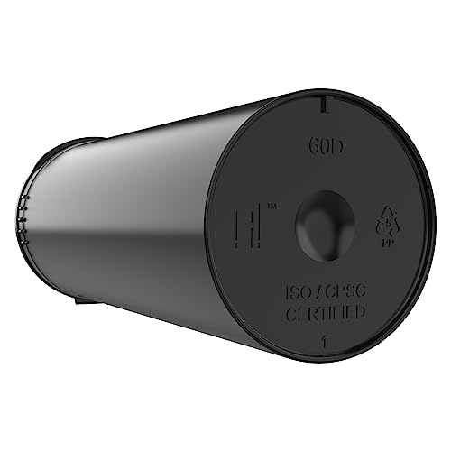 60 Dram CR Plastic Packaging Pop Top Containers - Child Resistant Travel Holder Vial Bottles - 75 qty (Black) - color: Black