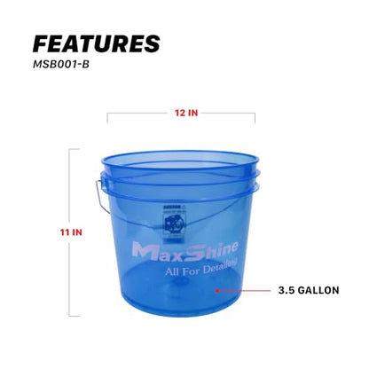 Maxshine 3.5 Gallon Universal Detailing Bucket – Car Wash Bucket for Scratch-Free Washing – Garage Storage & Auto Detailing Tool Holder – Holds Soap, Foam Cannon, Brushes, & More (3-Pack, Blue) - color: 3.5g Bucket (3-pack, Blue)