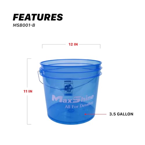 Maxshine 3.5 Gallon Universal Detailing Bucket – Car Wash Bucket for Scratch-Free Washing – Garage Storage & Auto Detailing Tool Holder – Holds Soap, Foam Cannon, Brushes, & More (3-Pack, Blue) - color: 3.5g Bucket (3-pack, Blue)
