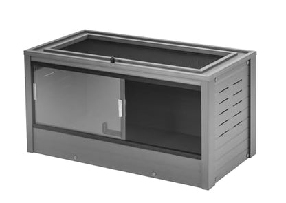 New Age Pet ECOFLEX Two Medium Reptile Enclosures with Matching Stacker Combo Set in Grey - color: Grey, size: Medium