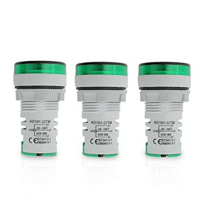 Digital LED Thermometer Display with Indicator Light, 22mm (7/8 inch) Mounting Hole, Energy-Saving Design, Temperature Range -20°C to +199°C Green (3 Pack) - style: Green - Thermometer