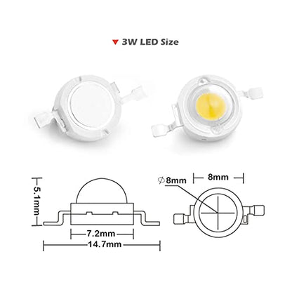 CHANZON 10 pcs High Power Led Chip 3W Natural White 4000K - 4500K | (600mA - 700mA / DC 3V - 3.4V / 3 Watt) Super Bright Intensity SMD COB Light Emitter Components Diode Bulb Bead DIY Lighting - color: B) Natural-white (4000k)