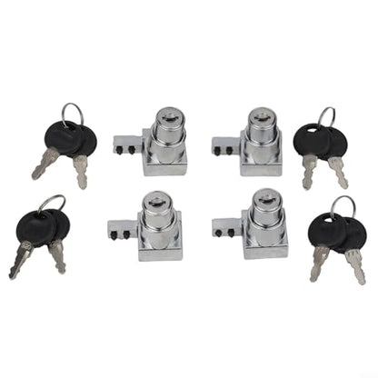 Zinc Alloy Sliding Glass Door Lock Set with Keys for Display Cabinets and Terrariums, Rust-Resistant Hardware for 5-8mm Glass Panels, Installation without Drilling(4PCS) - size: 4 Pieces