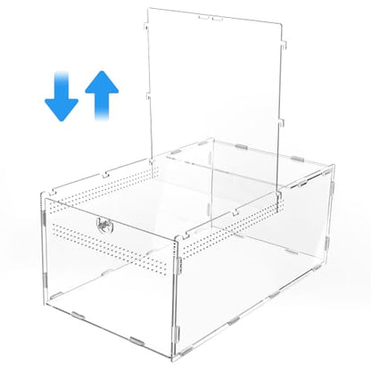 REPTI ZOO Large Tarantula Enclosure Spider Enclosure 14" X 8" X 6", 2 in 1 Acrylic Aboreal Breeding Box for Mantis Snail or Terrestrial Breeding Box for Cricket Jumping Spiders Tarantula