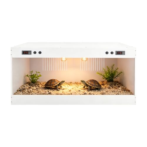 Intelligent PVC Reptile Enclosure System, 39.6 Inch Bearded Dragon Tank | with Dual Independent Temperature Control & Memory Function, Screw Base Bulb Holders for Reptile Habitat (39.4x19.7x19.7in)