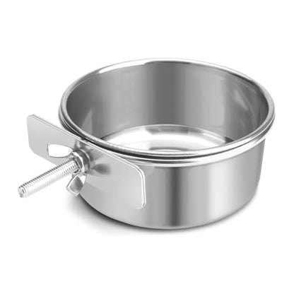 Bird Cage Feeder, Bird Feeder for Cage, 20OZ Stainless Steel Parrot Food Water Bowls with Clamp Holder, Hanging Feeding Dish Cups for Cockatiel Parakeet Conure Budgie Lovebird Small Animal - color: 20oz Stainless Steel Food Water Bowl with Clamp