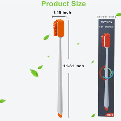 Vimvins Small Fish Tank Cleaner - Algae Scraper for Glass Aquariums - Aquarium Brush & Scrubber Tool Adapted for Cleaning Glass and Acrylic Aquariums. - size: 11.8 Inch