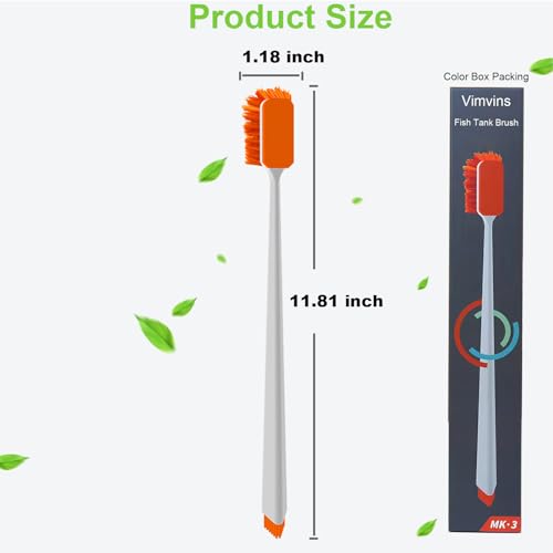 Vimvins Small Fish Tank Cleaner - Algae Scraper for Glass Aquariums - Aquarium Brush & Scrubber Tool Adapted for Cleaning Glass and Acrylic Aquariums. - size: 11.8 Inch
