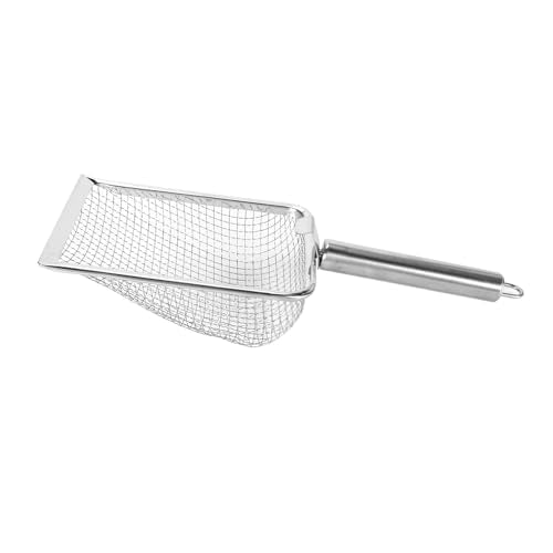 Stainless Steel Cat Litter Scoop | Rustproof & Simple to Maintain | Fine Holes for Effective Waste Removal | Hanging Hook for Storage/Reptile Litter Scoop