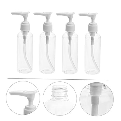 4pcs Cosmetic Water Bottle Mini Spray Bottles Bathroom Shower Container Shampoo Liquid Hand Liquid Hand Bottle Sample Case Terrarium Travel Pump Type White Clip Pump