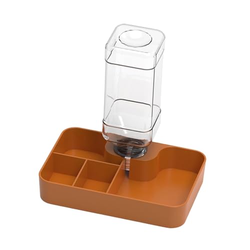 Reptile Feeder Reptile Waterer Feeding Station Food Dish Water Dish for Turtle Chameleon Tortoise Gecko Bearded Dragon, Khaki Large