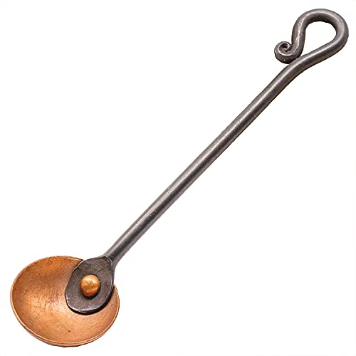 Copper and Steel Coffee Scoop | Food Grade & Measures 2 Tsp | Antique & Rustic Cast Iron Metal Spoon | Use For Espresso Beans, Tea Leaves, or Sugar | Handmade in Maine USA | By Wicks Forge