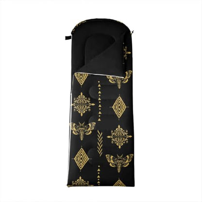 Erosebridal Sugar Skull Kids Sleeping Bag Southwestern Aztec Western Camping Blanket for Hiking Travel Hunting Sleep Bag - color: Black Yellow Gold 6