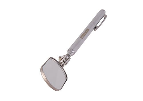 Steelman 21-Inch Telescoping Auto Inspection Mirror, Articulating 1 x 2-Inch Rounded Rectangular Mirror, Pocket Clip, Plated Brass - size: 21 inches