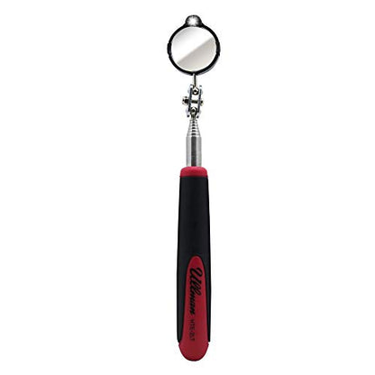 Ullman Devices HTE-LT2 Round Inspection Mirror - Swivel Free LED Telescopic Mirror with Quick Release Tab, Stainless Steel Handle - size: Diameter: 1-3/8", Length: 6-1/2" to 35"