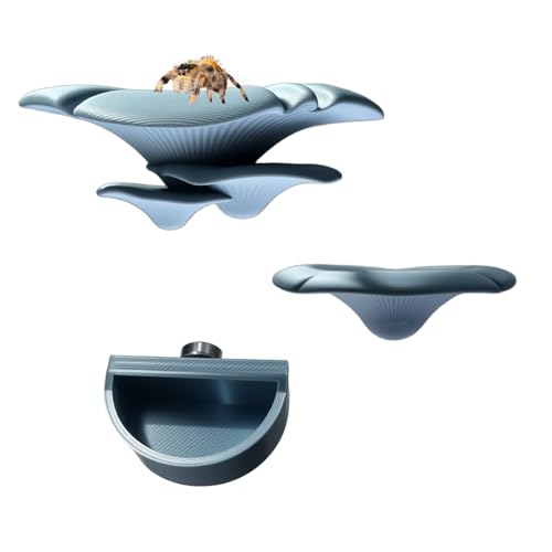 2 Pack Jumping Spider Accessories Mushroom Ledges & 1 Pack Water Bowl with Magnets for Spoods Jumping Spiders Magnetic Ledge Ladder Pet Spider Accessories (Not Included The Terrarium) (Silver) - color: Silver