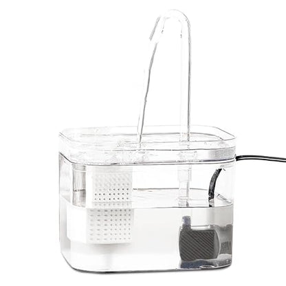 SunGrow Automatic Flowing Hydration with Filter, Silent USB Pump Cat Water Fountain, Transparent Feeder Bowl for Indoor Felines, Ferrets, and Small Animals (6" x 5" x 5")