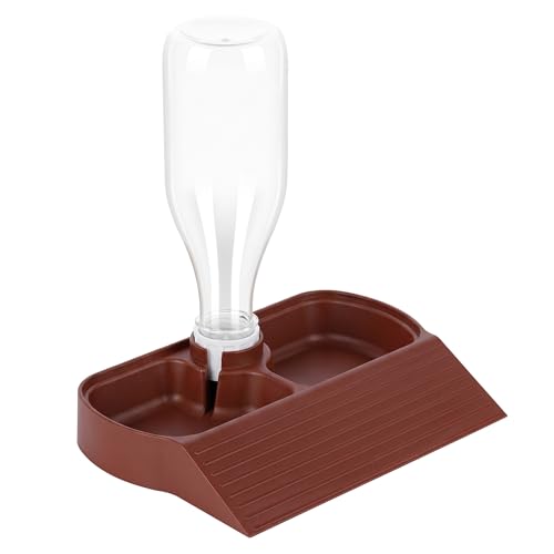 Automatic Reptile Water Feeder Automatic Water Dispenser with Ramp 2-in-1 Turtle Water Bowl Food Dish for Tortoise, Gecko, Snake, Bearded Dragon, Lizard (Brown Red) - color: Brown Red