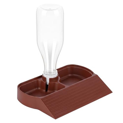 Automatic Reptile Water Feeder Automatic Water Dispenser with Ramp 2-in-1 Turtle Water Bowl Food Dish for Tortoise, Gecko, Snake, Bearded Dragon, Lizard (Brown Red) - color: Brown Red