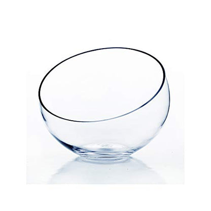 WGV Slant Cut Bowl Glass Vase, Width 11", Height 9.5", Clear Terrarium, Candy Dish, Fruit Jar, Floral Container for Wedding Party Event, Home Office Decor, 1 Piece - size: Slant Bowl 9.5"H