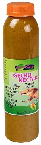 Nature Zone Crested Gecko Food - Mango Nectar Puree, 12 oz, for Crested Geckos, Gargoyle Geckos, Day Geckos & Other Fruit Eating Geckos