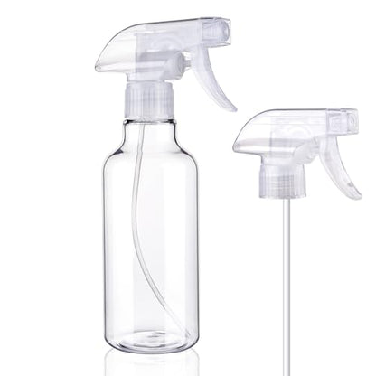 12oz/350ml Plastic Spray Bottles 1 Pack, Adjustable Mist/Stream | Refillable heavy duty spray containers for plants, cooking, hair care and household cleaning - color: 12oz-Clear+nozzle