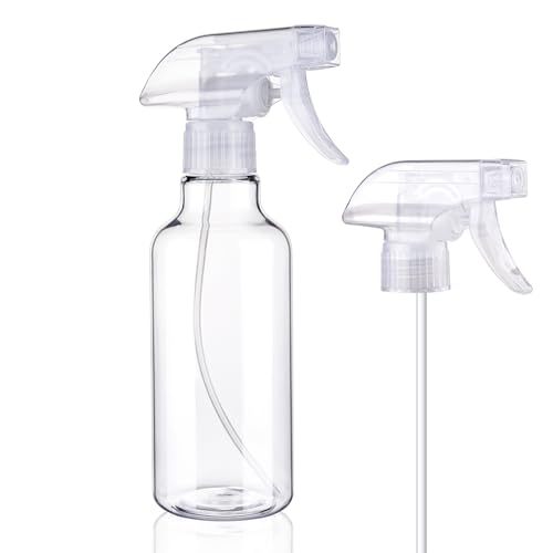 12oz/350ml Plastic Spray Bottles 1 Pack, Adjustable Mist/Stream | Refillable heavy duty spray containers for plants, cooking, hair care and household cleaning - color: 12oz-Clear+nozzle