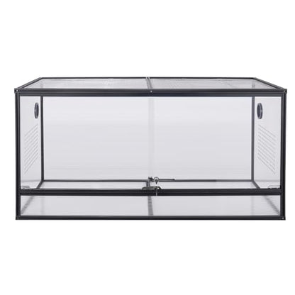 Bearded Dragon Tank 120 Gallon Reptile Terrarium 4x2x2 Ft, Aluminum Reptile Enclosure with 270° View, Mesh Top, Lockable Sliding Glass Doors