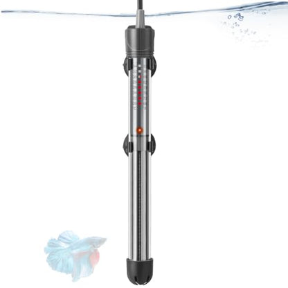 HITOP 300W Adjustable Aquarium Heater, Submersible Fish Tank Heater Thermostat with Suction Cups for 45-65Gal - size: 10.4in-300w